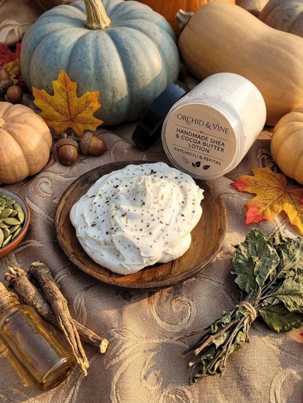Orchid & Vine Patchouli & Pepitas Shea & Cocoa Butter Lotion Skincare Nutrition